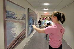 A collection of large-scale paintings by Berenice D’Vorzo, donated to The University of Scranton by her estate, are now on display throughout the Loyola Science Center.