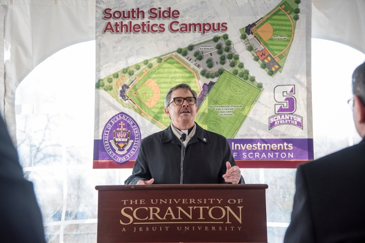 The University of Scranton’s Board of Trustees has named the University’s sports fields now being developed in south side “The Kevin P. Quinn, S.J., Athletics Campus” in honor of its 25th president.