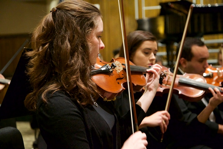 The University of Scranton String Orchestra rehearses for their performance on Saturday, May 6, at 7:30 p.m. in the Houlihan-McLean Center.