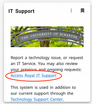Box that says "IT Support" with two links and an email address below it.