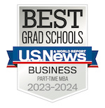 2023-24 US News and World Report badge for The University of Scranton's part-time MBA program