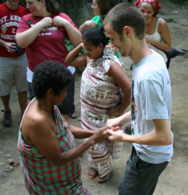Student dancing outside