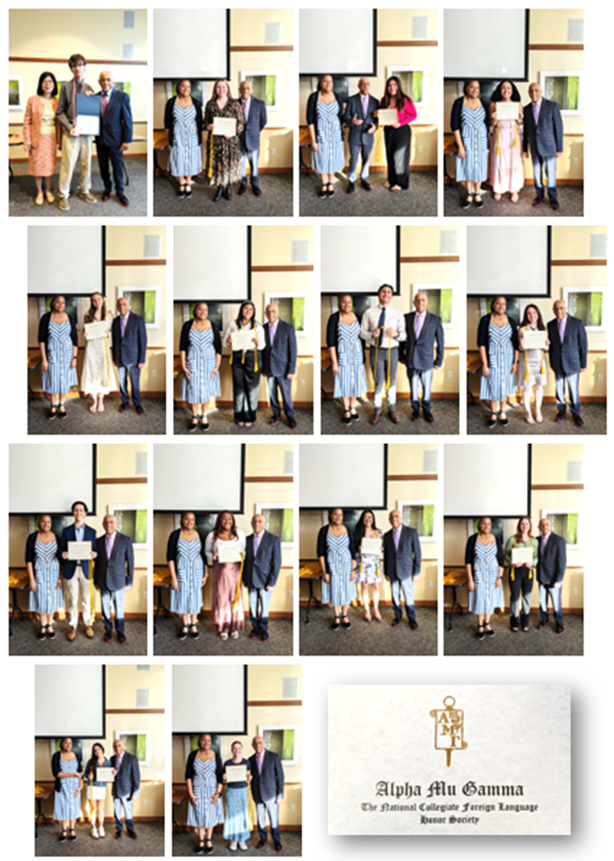 Some of the 2025 inductees into the Theta Iota Chapter of Alpha Mu Gamma
