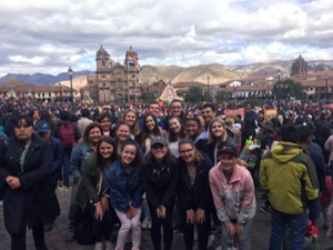 Group of students standing in Peru