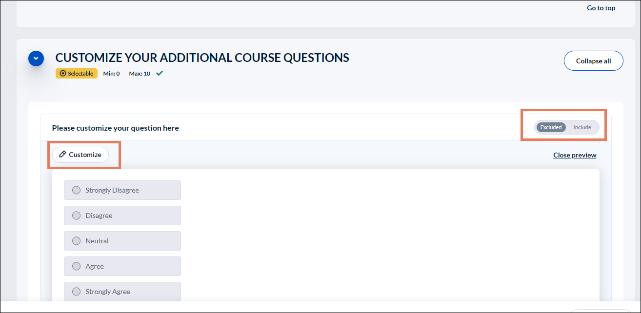 Customize Questions