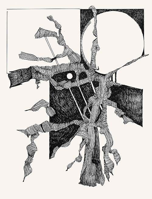 J. M. Dunn. The Judas Tree. Ink marker on paper. 2025.