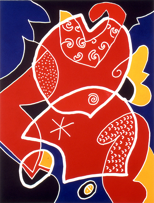 Peter Hoffer, Red Letter Day Relief block print on paper 2005