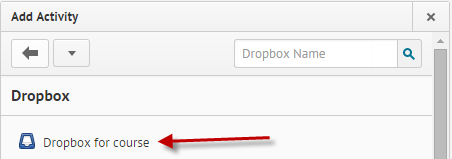 Select dropbox for course