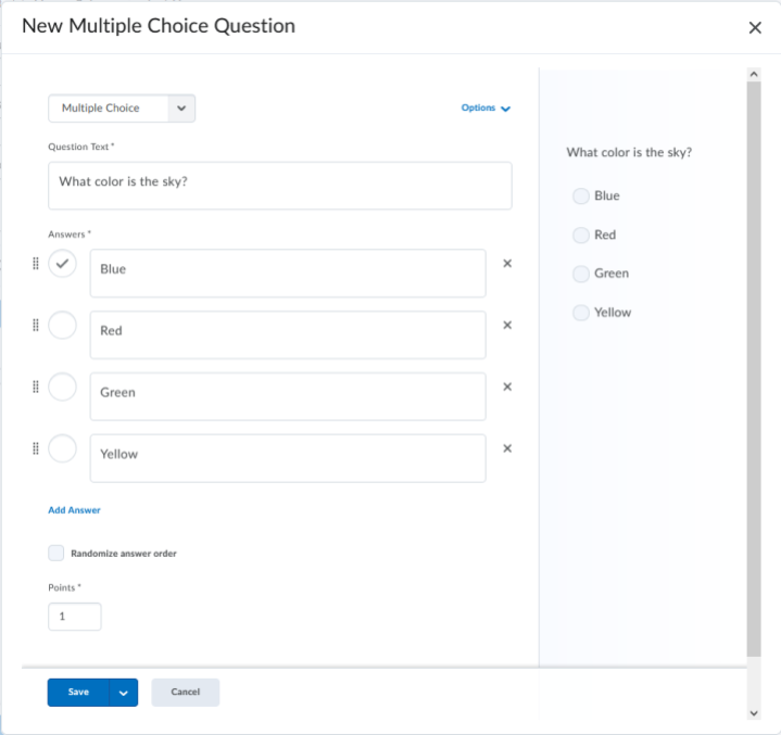 modify question settings
