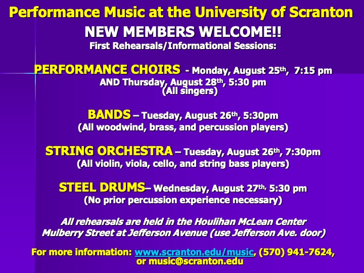 first rehearsal dates and times for fall 2025