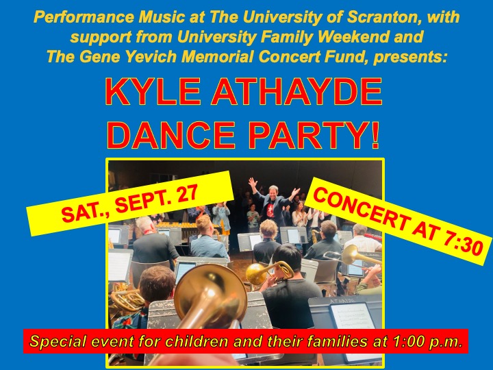Kyle Athayde Dance Party Concerts 9/27/2025 at 7:30 p.m. (children's concert at 1:00)