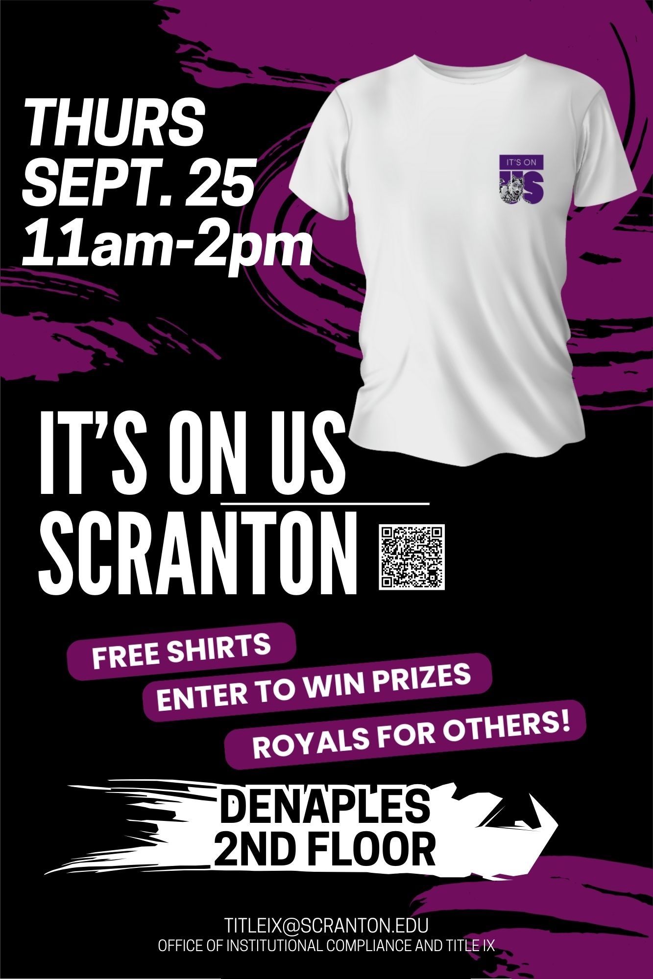 PURPLE AND BLACK WITH GRAY T-SHIRT ADN EVENT INFORMATION CONTAINED IN ARTICLE