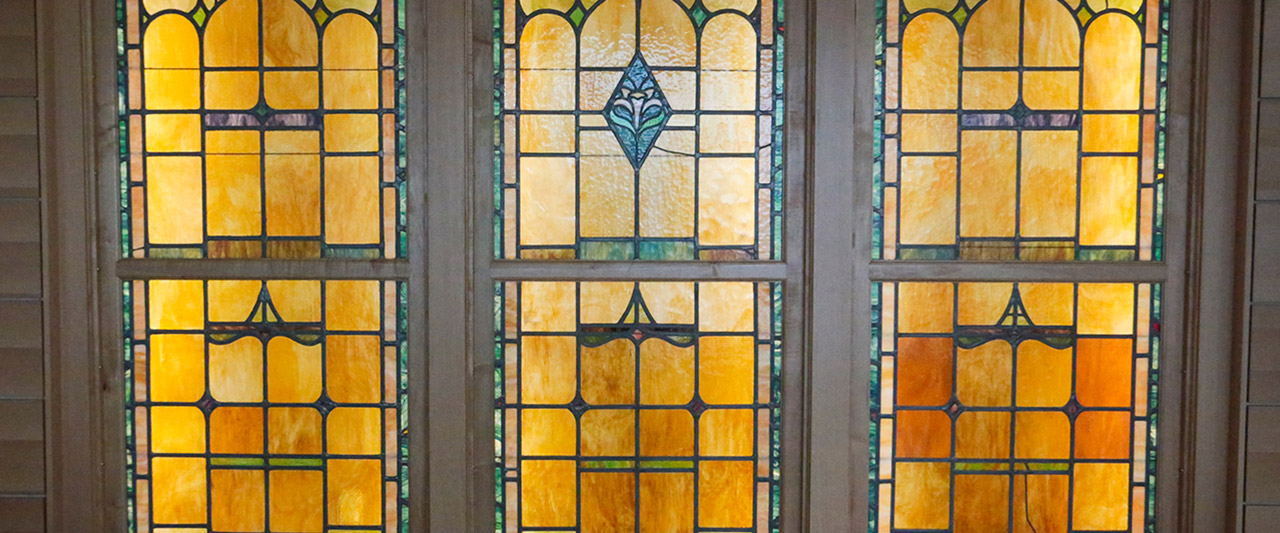 Stained glass window in the missionary ministry chapel