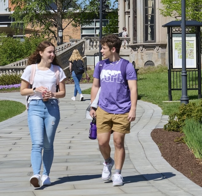 Students walking on campus