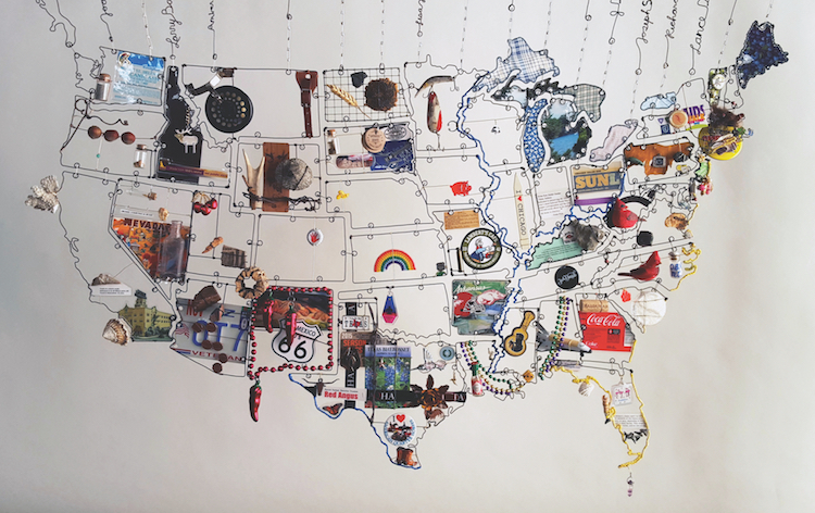 “Gratitude Map USA” by international, award-winning metal artist and sculptor Lisa Fedon will be among the pieces on display Monday, March 20, through Friday, April 21, as part of The University of Scranton’s Hope Horn Gallery exhibit “Where Do Ideas Come From? Sculpture by Lisa Fedon.”