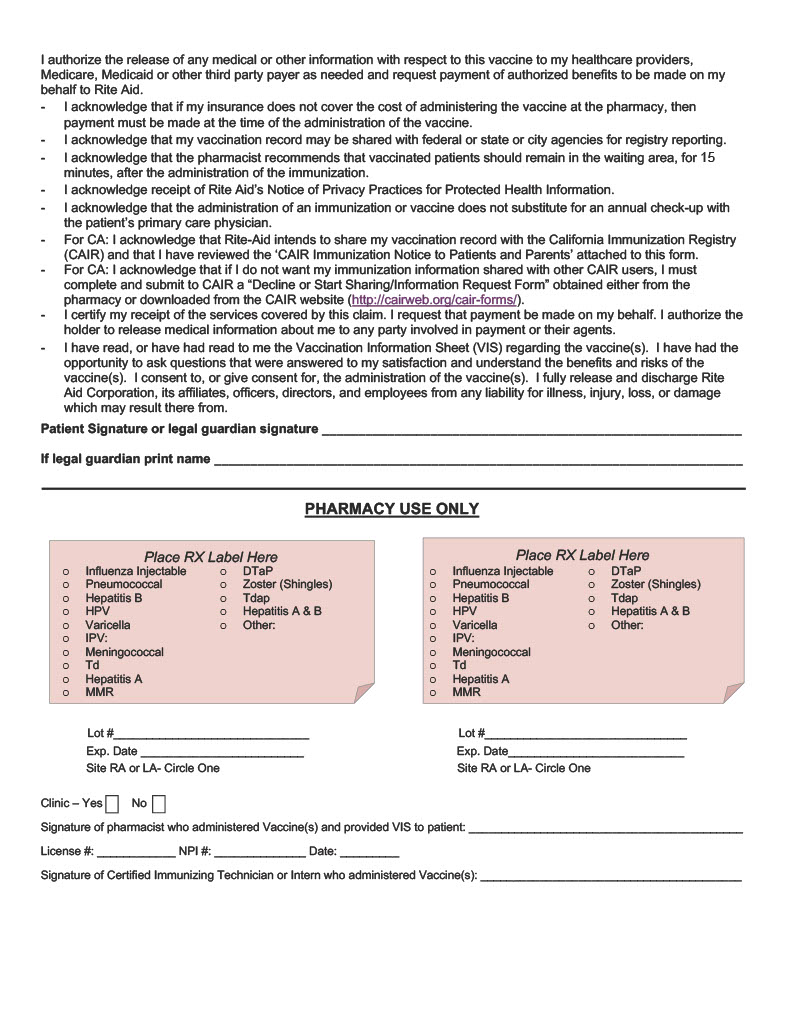 Rite Aid consent form Page 2 of 2