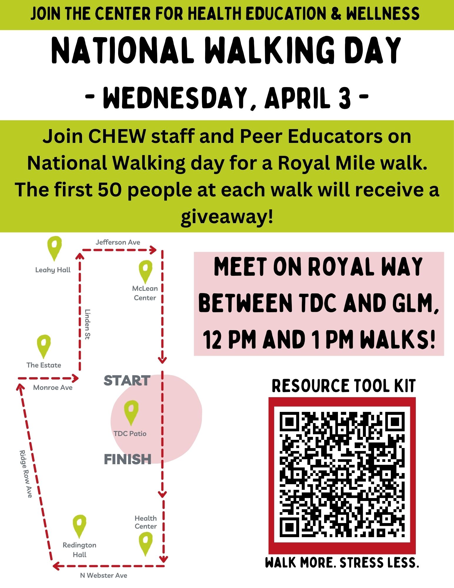 Nation Walking Day info with a map of the Royal Mile. 